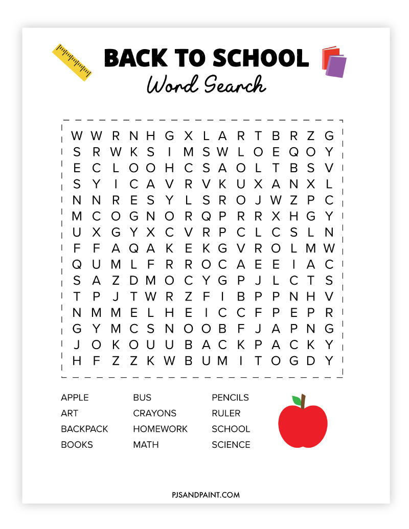 Free Printable Back To School Word Search - Pjs And Paint throughout Back To School Word Search Free Printable
