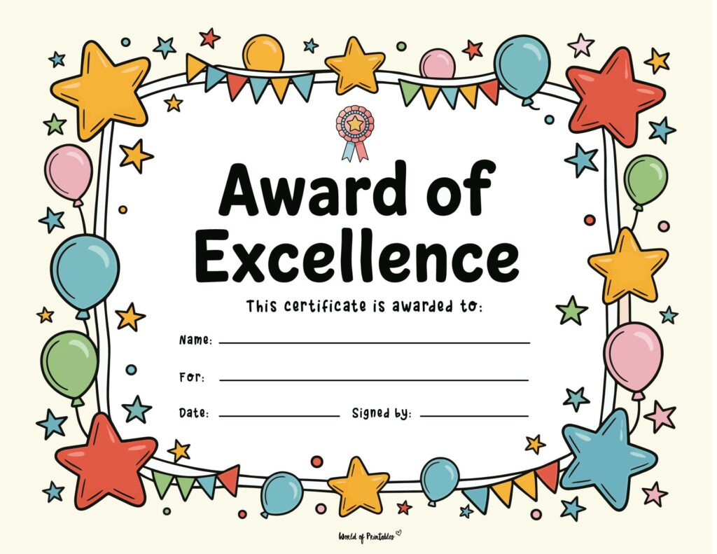 Free Printable Certificate Of Achievement Templates For Kids with regard to Award Certificate Template Free Printable