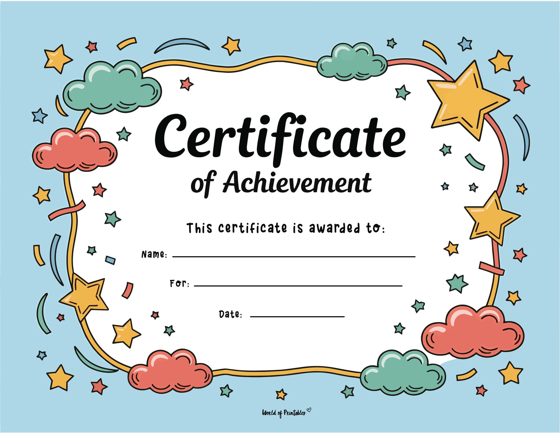 Free Printable Certificate Of Achievement Templates For Kids within Free Printable Certificates of Achievement