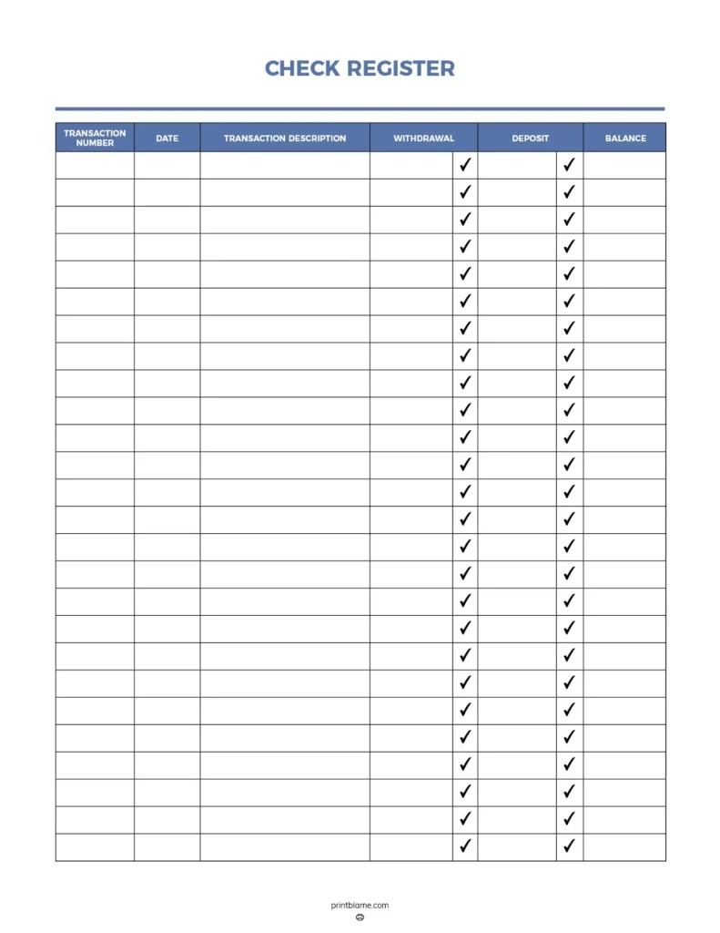 Free Printable Check Registers - 28 Checkbook Ledger Pdfs inside Free Printable Checkbook Register