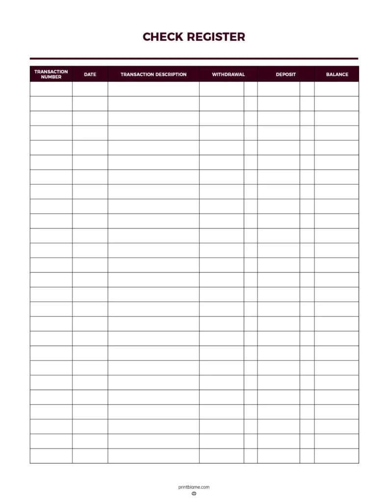 Free Printable Check Registers - 28 Checkbook Ledger Pdfs regarding Free Printable Checkbook Register
