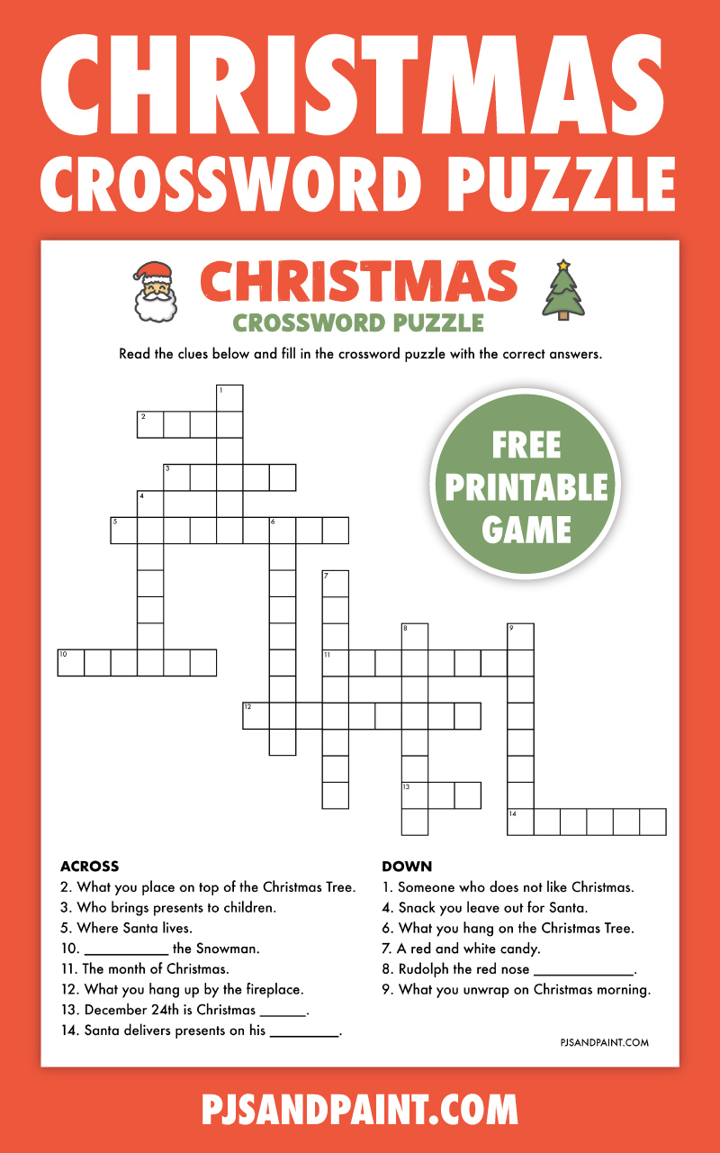 Free Printable Christmas Crossword Puzzle - Pjs And Paint with Free Christmas Printable Crossword Puzzles
