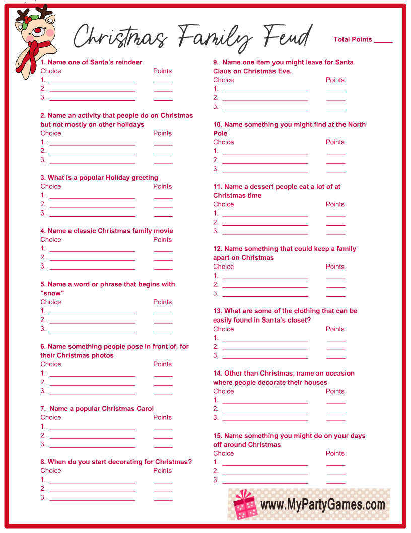 Free Printable Christmas Family Feud Game pertaining to Christmas Family Feud Questions And Answers Printable