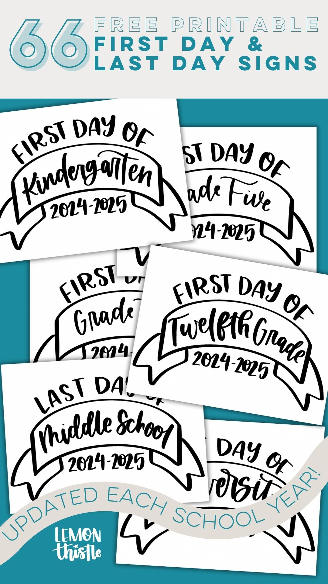 Free Printable First Day Of School Signs (And Last Day!) - Lemon pertaining to First Day Of Kindergarten Sign Printable