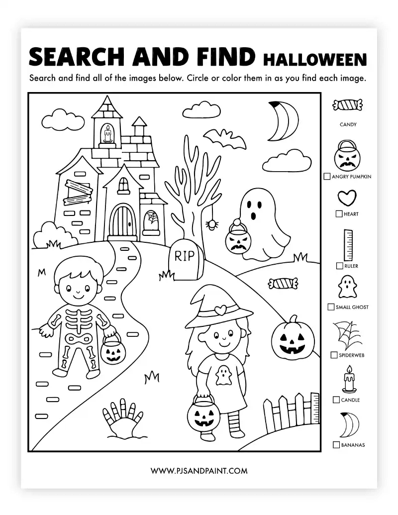 Free Printable Halloween Search And Find - Pjs And Paint intended for Halloween Search And Find Printable