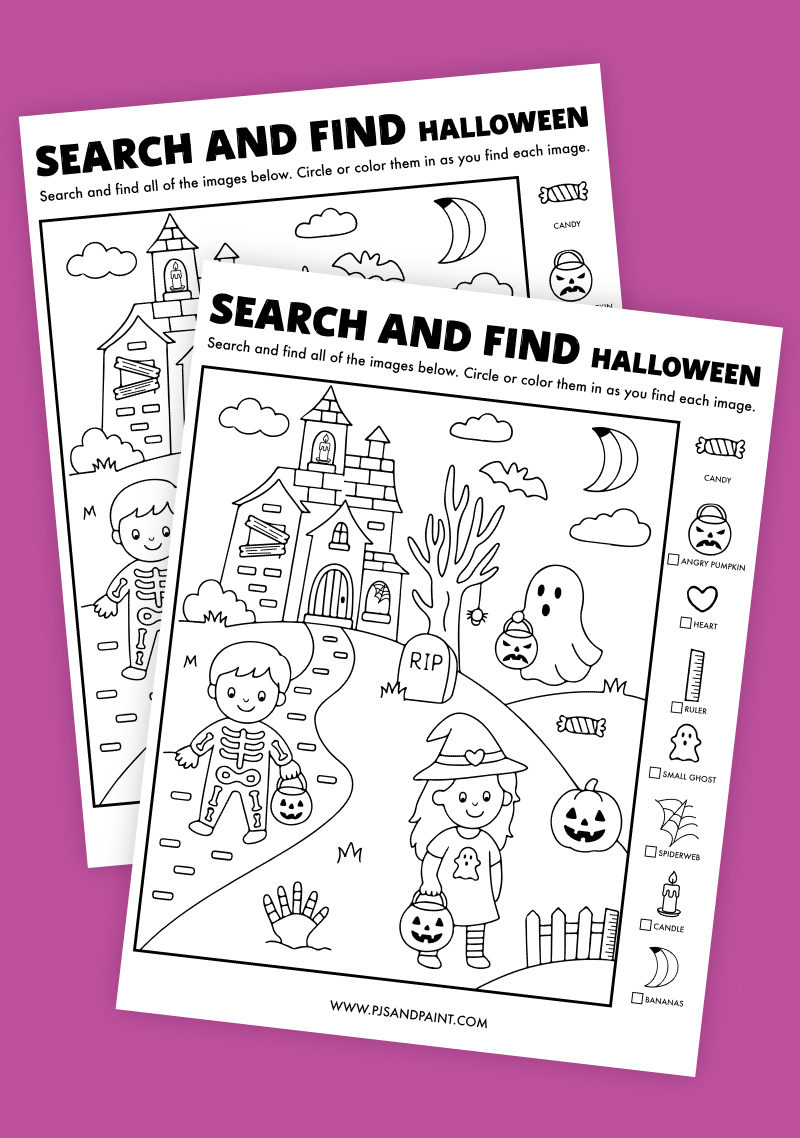 Free Printable Halloween Search And Find - Pjs And Paint pertaining to Halloween Search and Find Printable