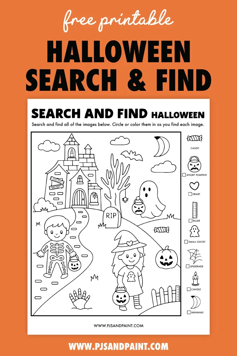 Free Printable Halloween Search And Find - Pjs And Paint pertaining to Halloween Search and Find Printable