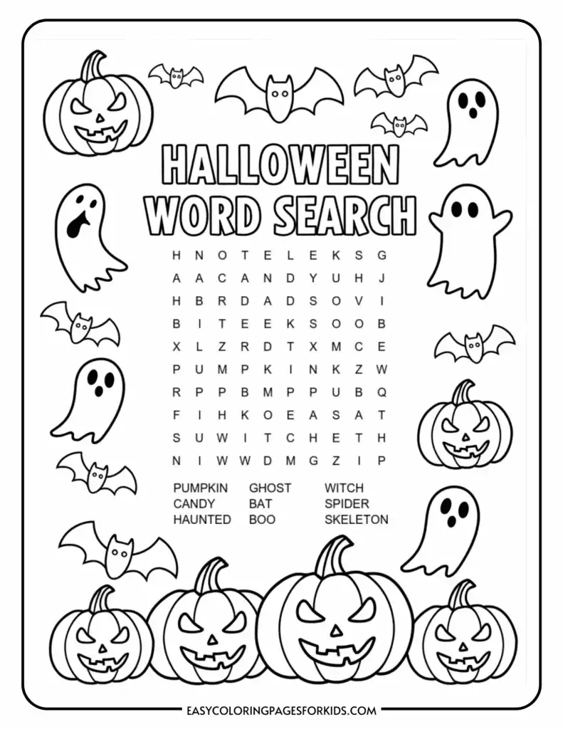 Free Printable Halloween Word Search (2 Free Pdf Pages) - Easy in Halloween Search and Find Printable