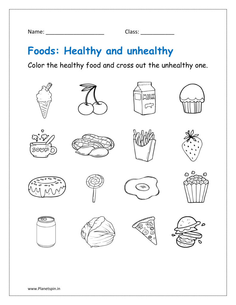 Free Printable Healthy Food Worksheets | Planetspin.in with Printable Healthy and Unhealthy Food