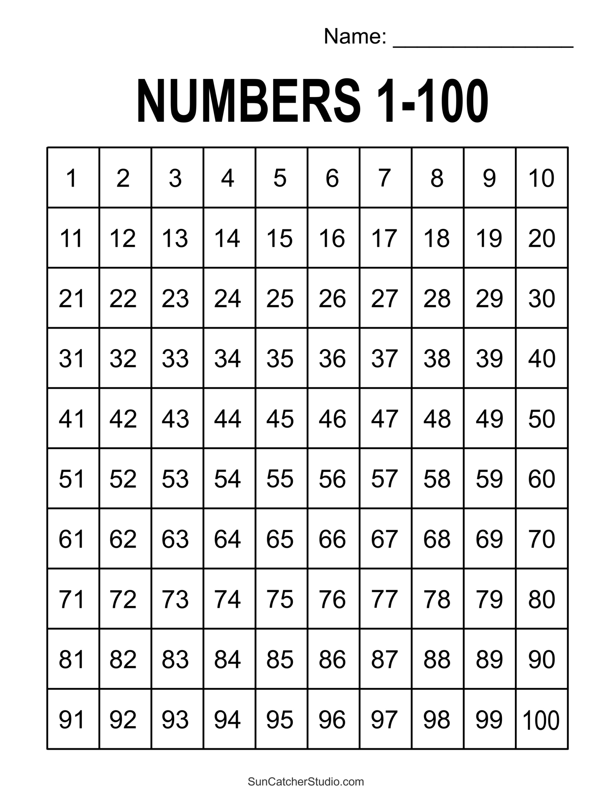 Free Printable Hundreds Charts (Numbers 1 To 100) – Free in 100 Number Chart Free Printable