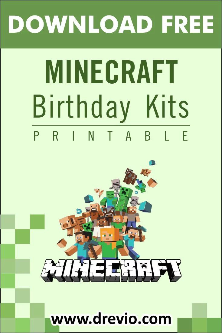 Free Printable) – Minecraft Birthday Party Kits Templates for Minecraft Birthday Card Free Printable