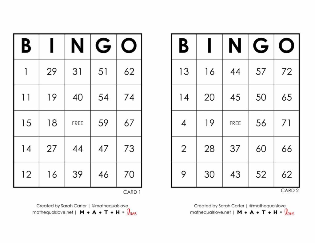 Free Printable Pdf Bingo Cards And Call Sheet (1-75) intended for Free Printable Bingo Cards 1 75
