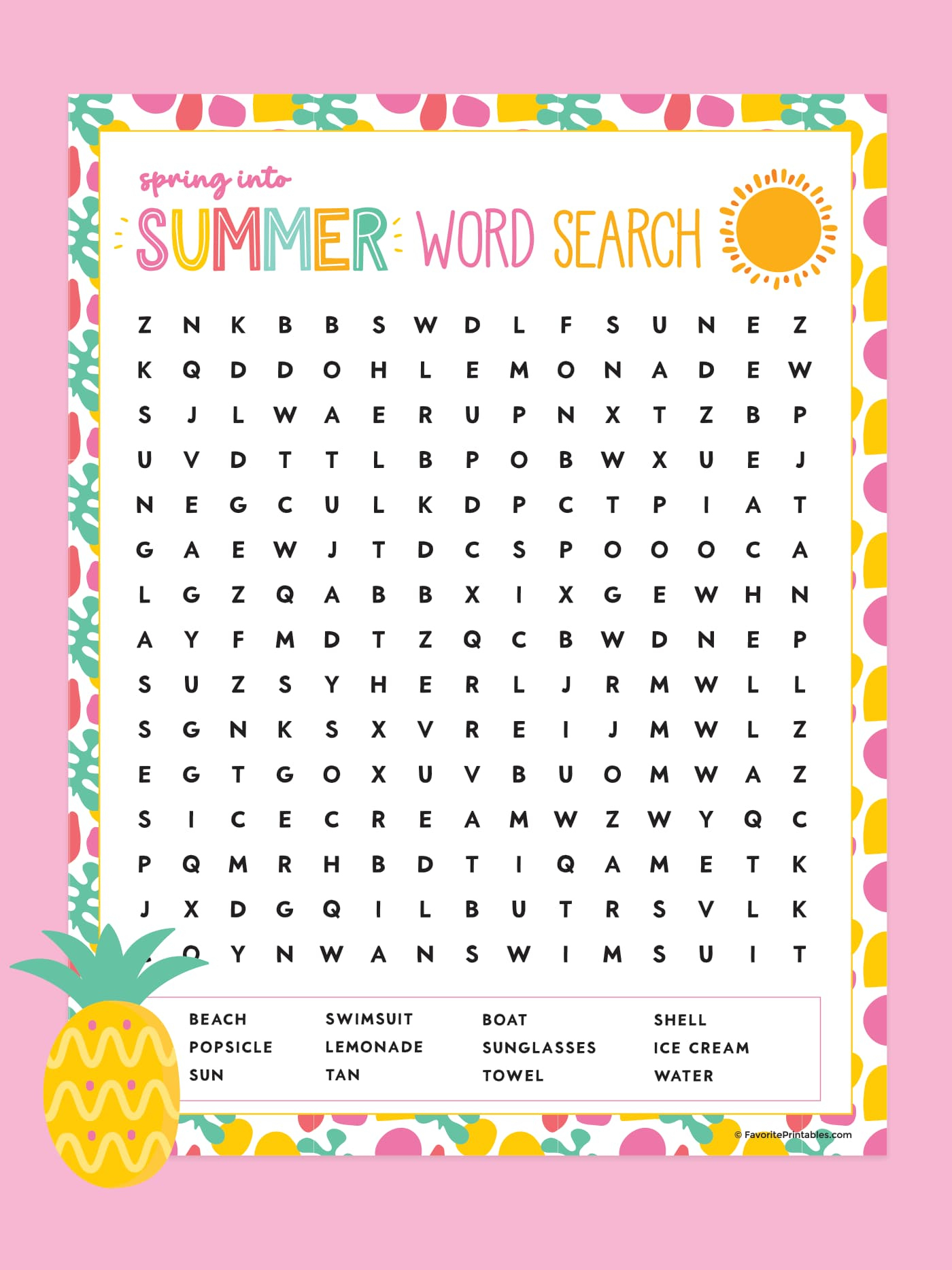 Free Printable Summer Word Search - Favorite Printables within Free Summer Word Search Printable