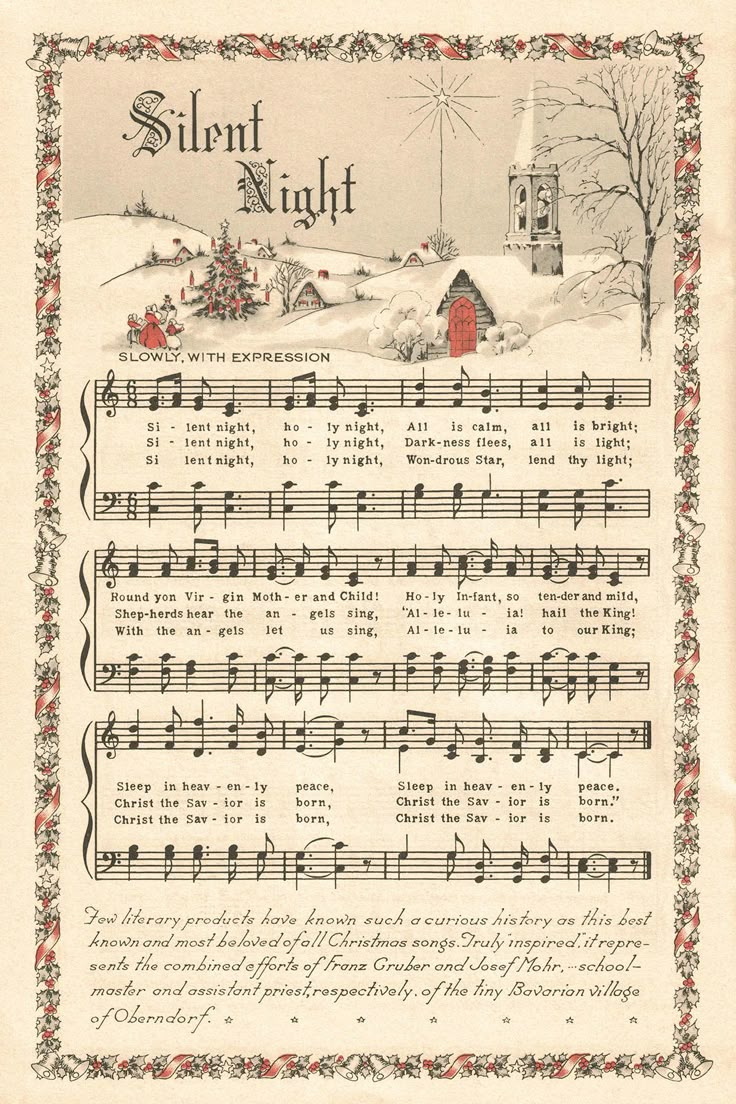 Free Printable Vintage Color Illustration Christmas Carols intended for Free Printable Sheet Music Christmas Carols