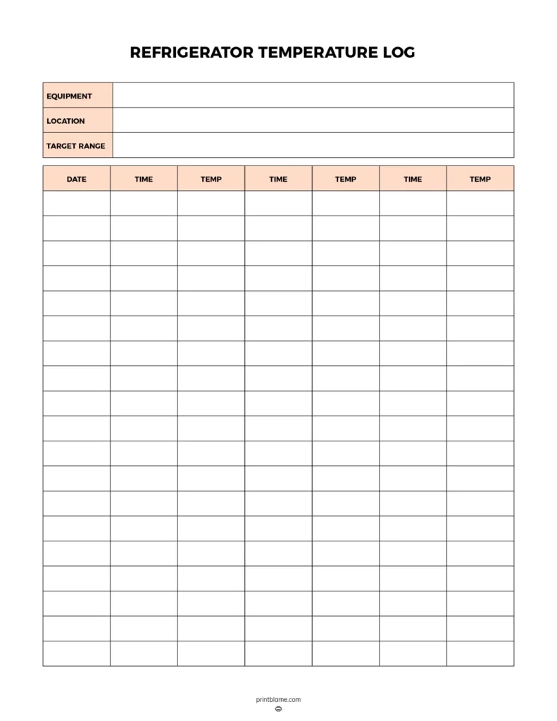 Free Refrigerator Temperature Log Sheet Pdf&amp;#039;S - Fridge Temperature regarding Pdf Free Printable Refrigerator Temperature Log Sheet