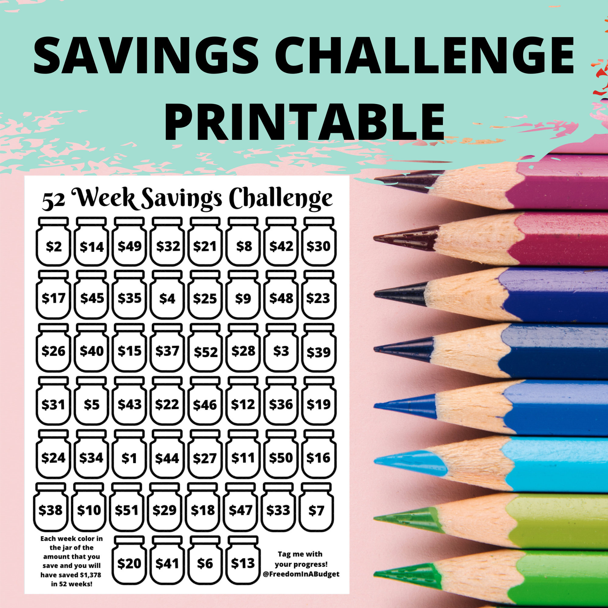 Geld Sparen Challenge Printable | 52 Week Savings Challenge | Spar with regard to Printable 52 Week Money Challenge