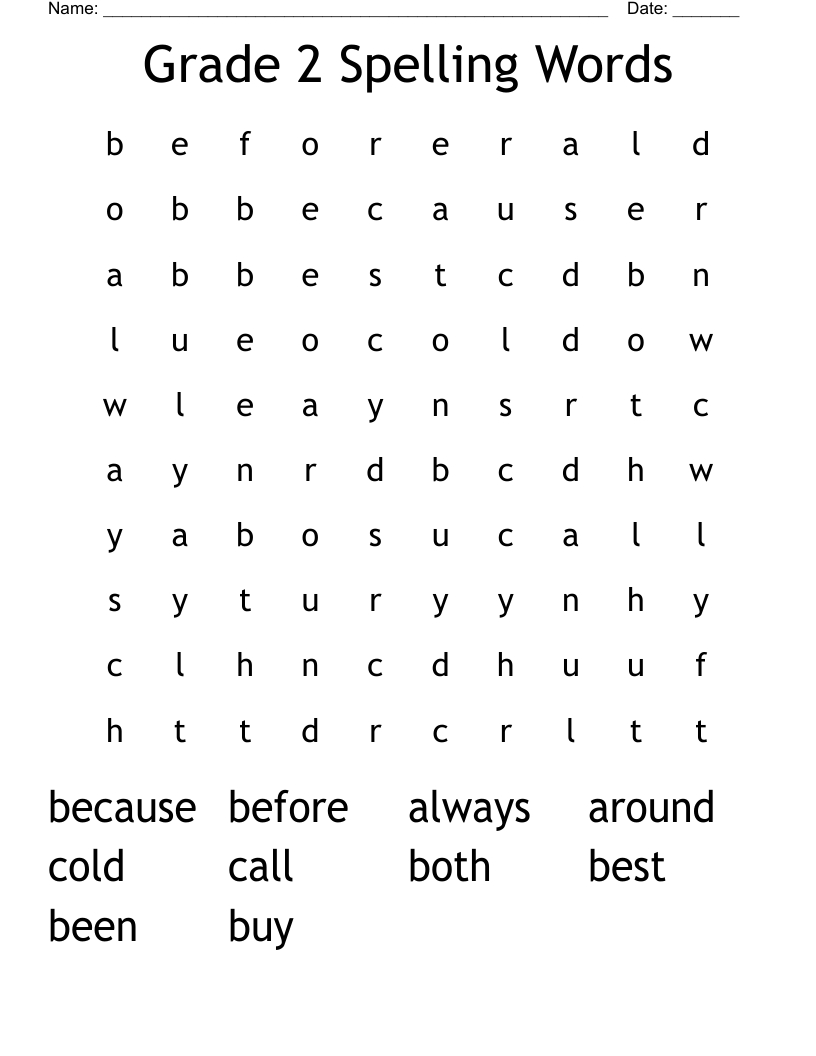 Grade 2 Spelling Words Word Search - Wordmint inside 2nd Grade Word Search Printable