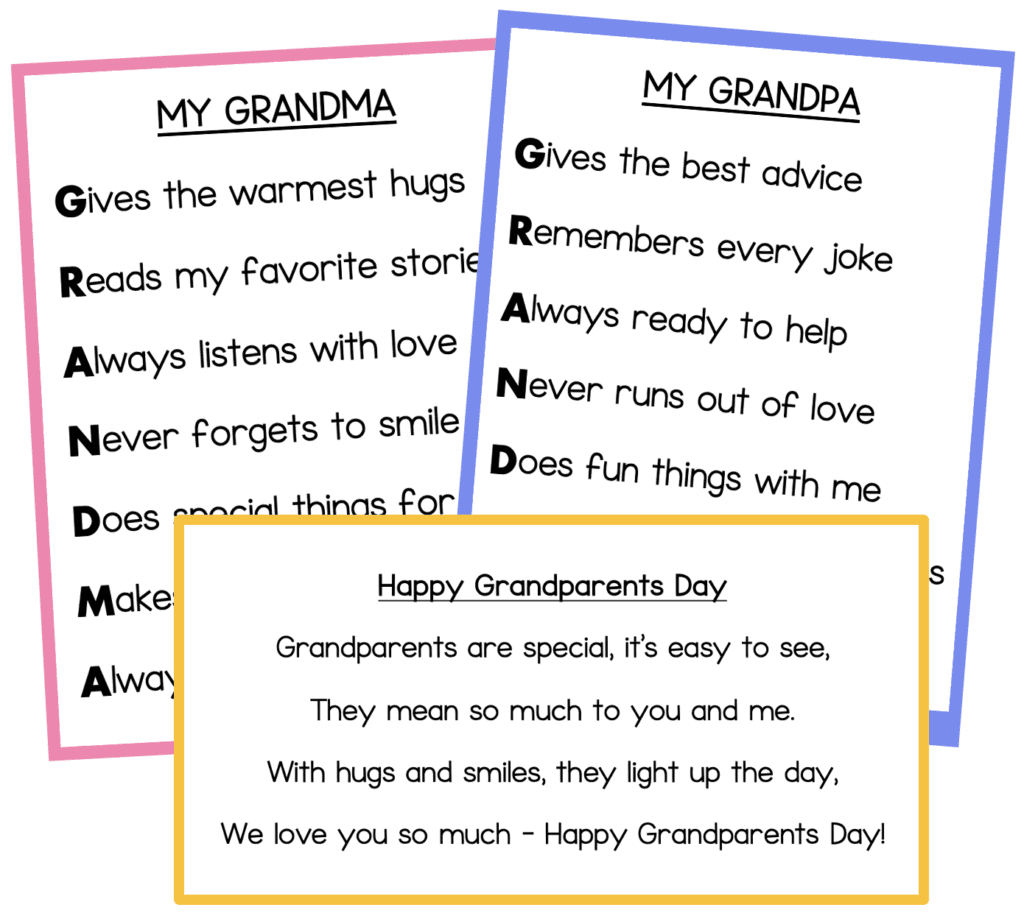 Grandparents Day Ideas For Teachers + Free Poem Printable pertaining to Free Printable Grandparents Day Poems