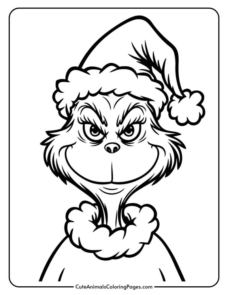Grinch Coloring Pages (10 Free Printable Pdf Pages) - Cute Animals throughout Free Printable Grinch Face Printable