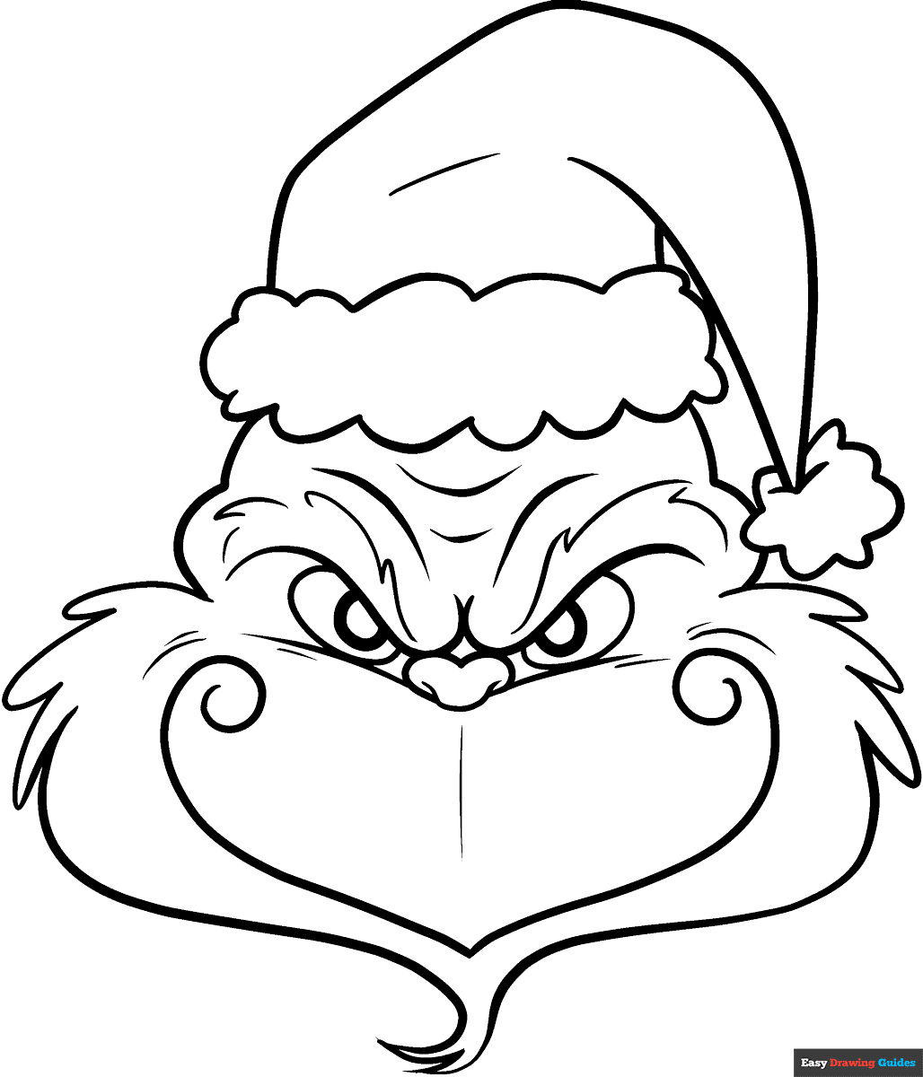 Grinch Face Coloring Page | Easy Drawing Guides within Free Printable Grinch Face Printable