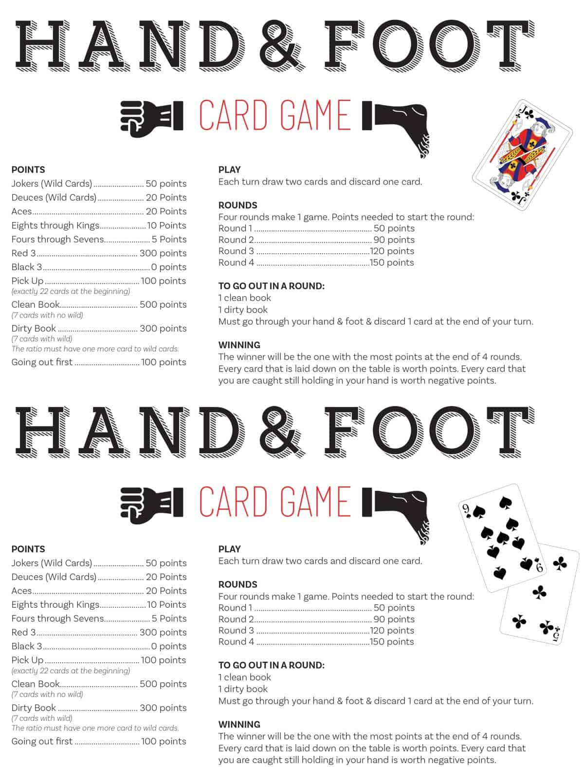 Hand And Foot Card Game | Skip To My Lou for Printable Hand And Foot Rules