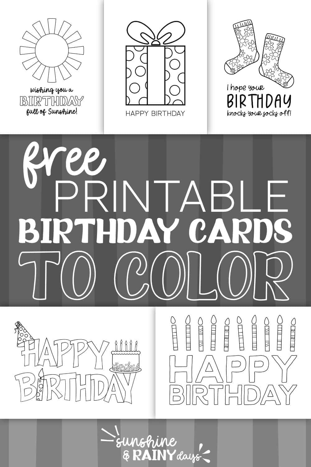 Happy Birthday Coloring Cards - Sunshine And Rainy Days pertaining to Printable Birthday Cards Free