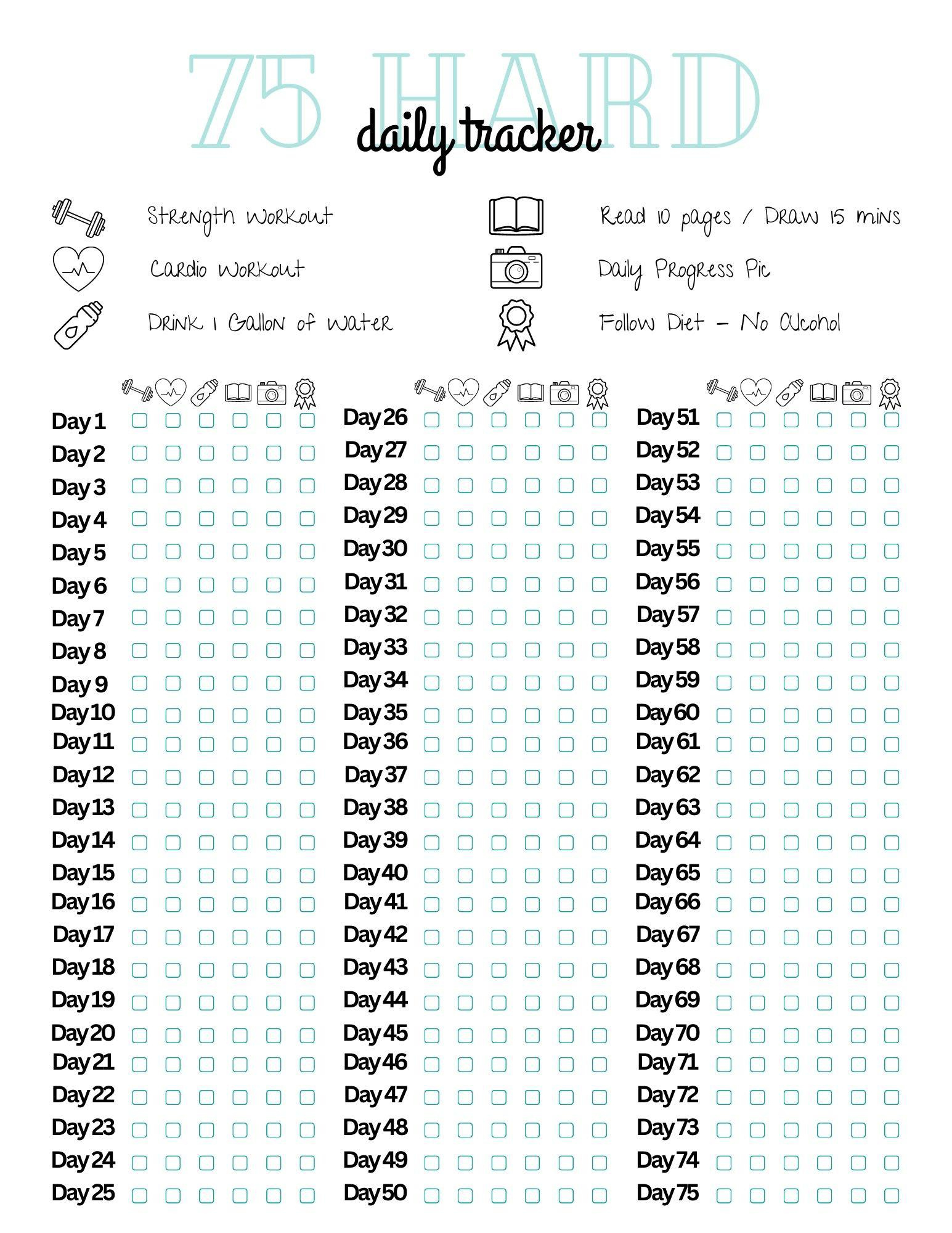 Here&amp;#039;S A Printable I Made! Use As You Please : R/75Hard throughout 75 Hard Challenge Printable Checklist