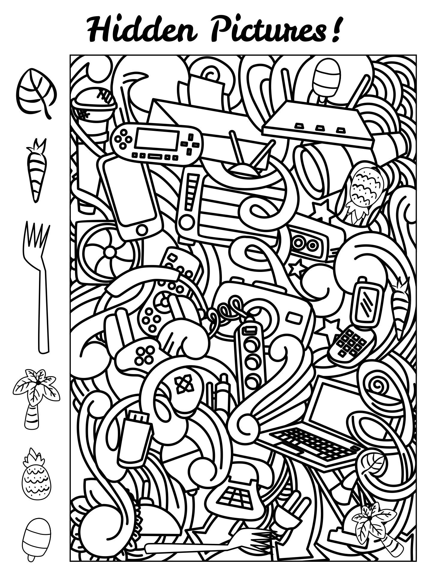 Hidden Object Pages Adults - 6 Free Pdf Printables | Printablee regarding Find the Hidden Objects Printable For Adults