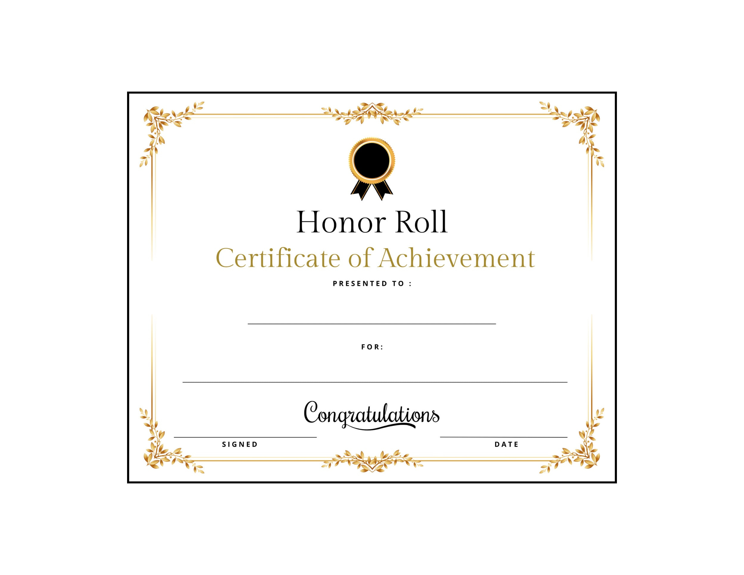 Honor&amp;#039;S Day Honor Roll Certificate Award Instant Download with Free Printable Honor Roll Certificates