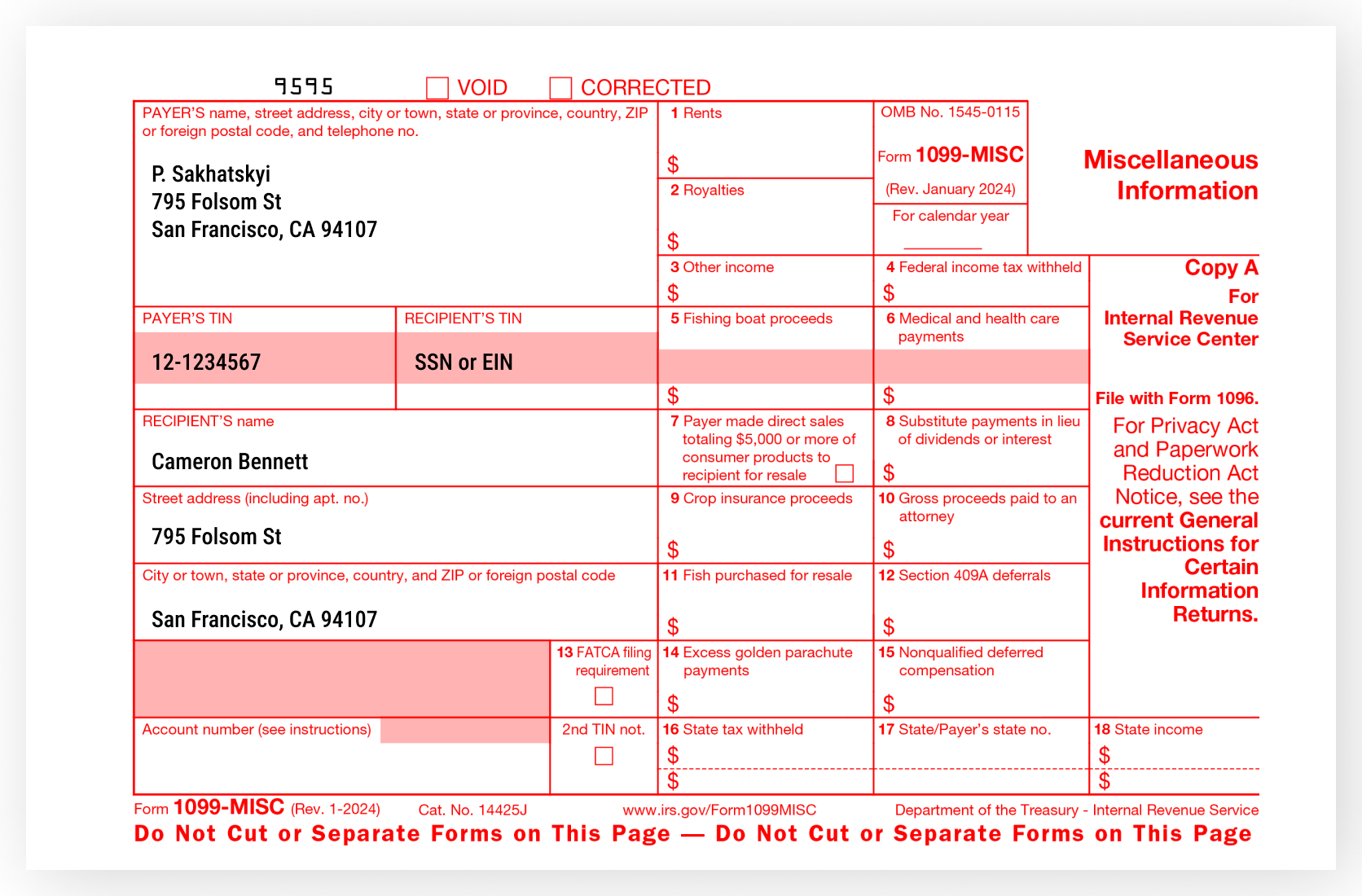 How To Fill Out Irs 1099-Misc Form Pdf 2025 | Pdf Expert with 1099 Misc Printable 1099 Form