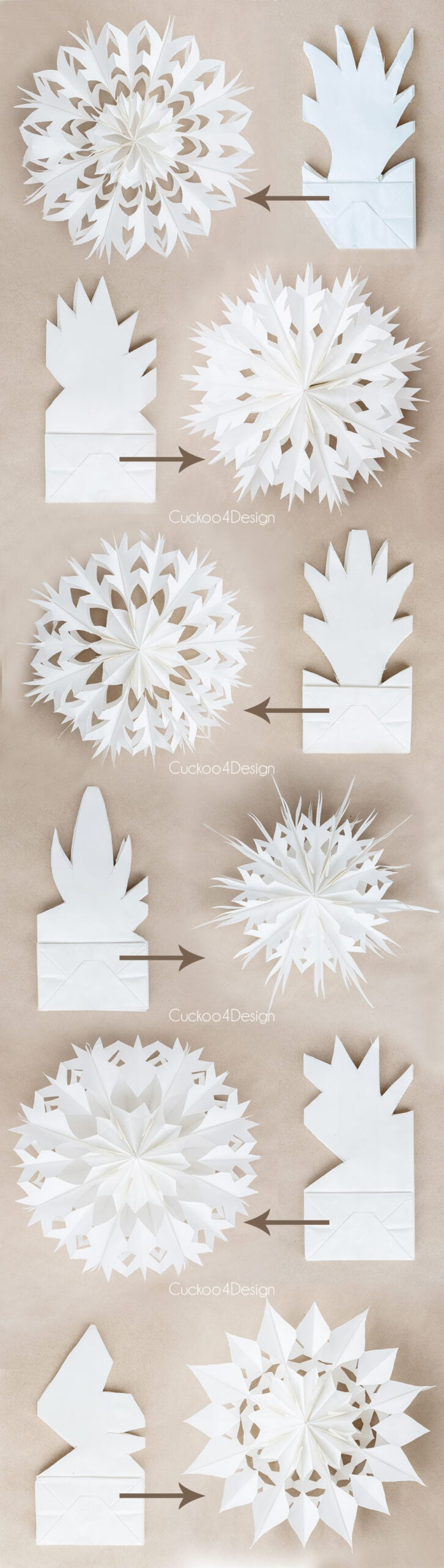 How To Make 3D Paper Bag Snowflakes Using Lunch Bags - Cuckoo4Design for Free Printable 3d Snowflake Template