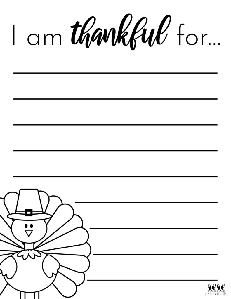 I Am Thankful For' Printables - 10 Unique Worksheets | Printabulls regarding I'M Thankful For Printable