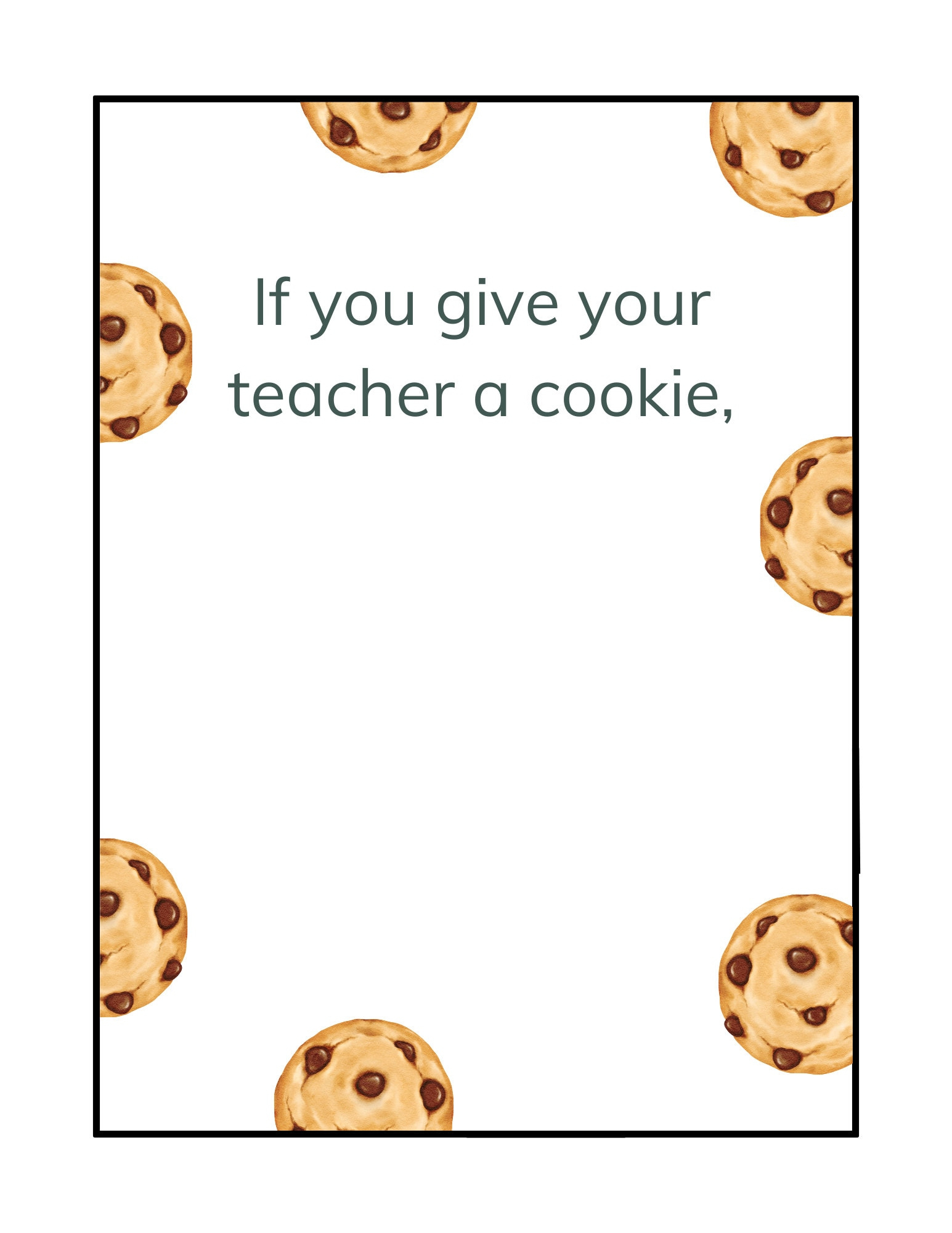 If You Give Your Teacher A Cookie - Etsy for If You Give Your Teacher A Cookie Printable