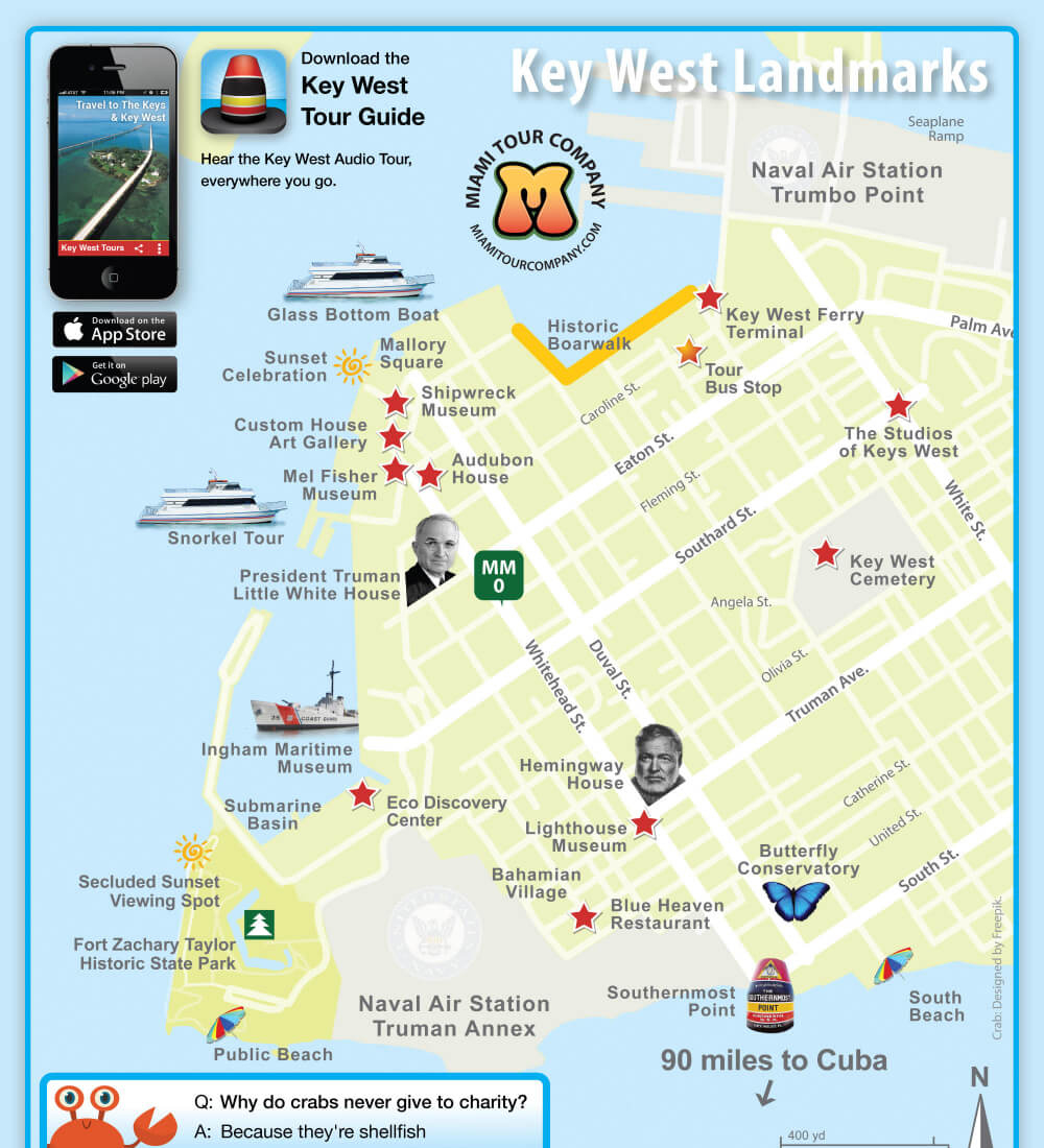 Key West Attractions Map | Key West Bus Tours with Printable Key West Walking Map