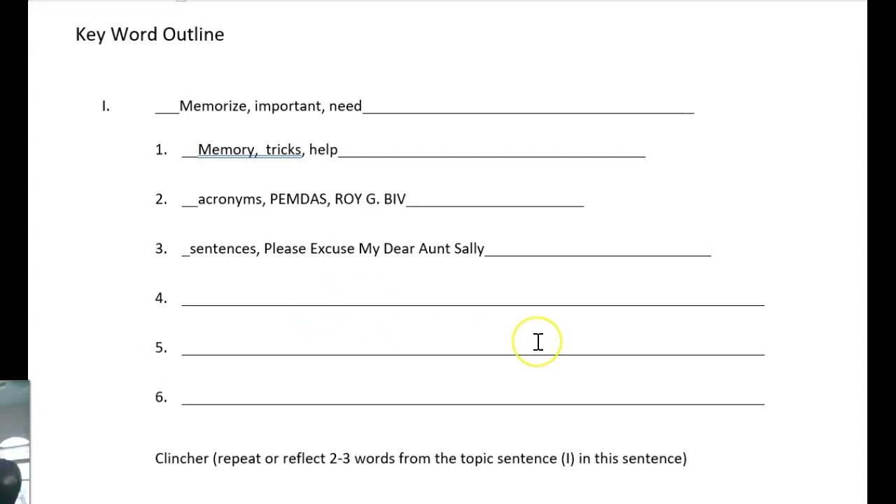 Key Word Outline Summary throughout Iew Key Word Outline Printable