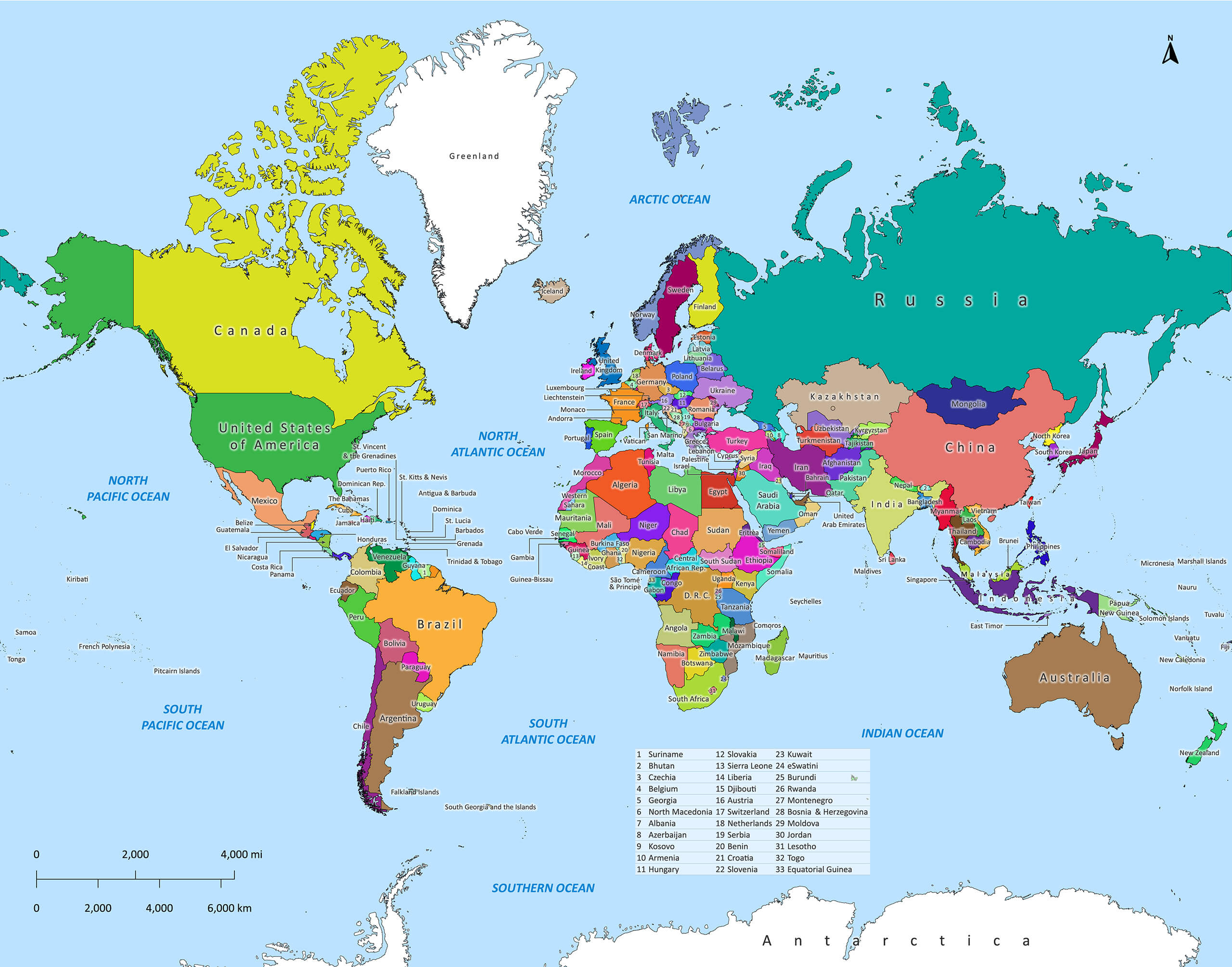 Labeled World Map | Labeled Maps for Printable Countries Of The World Map