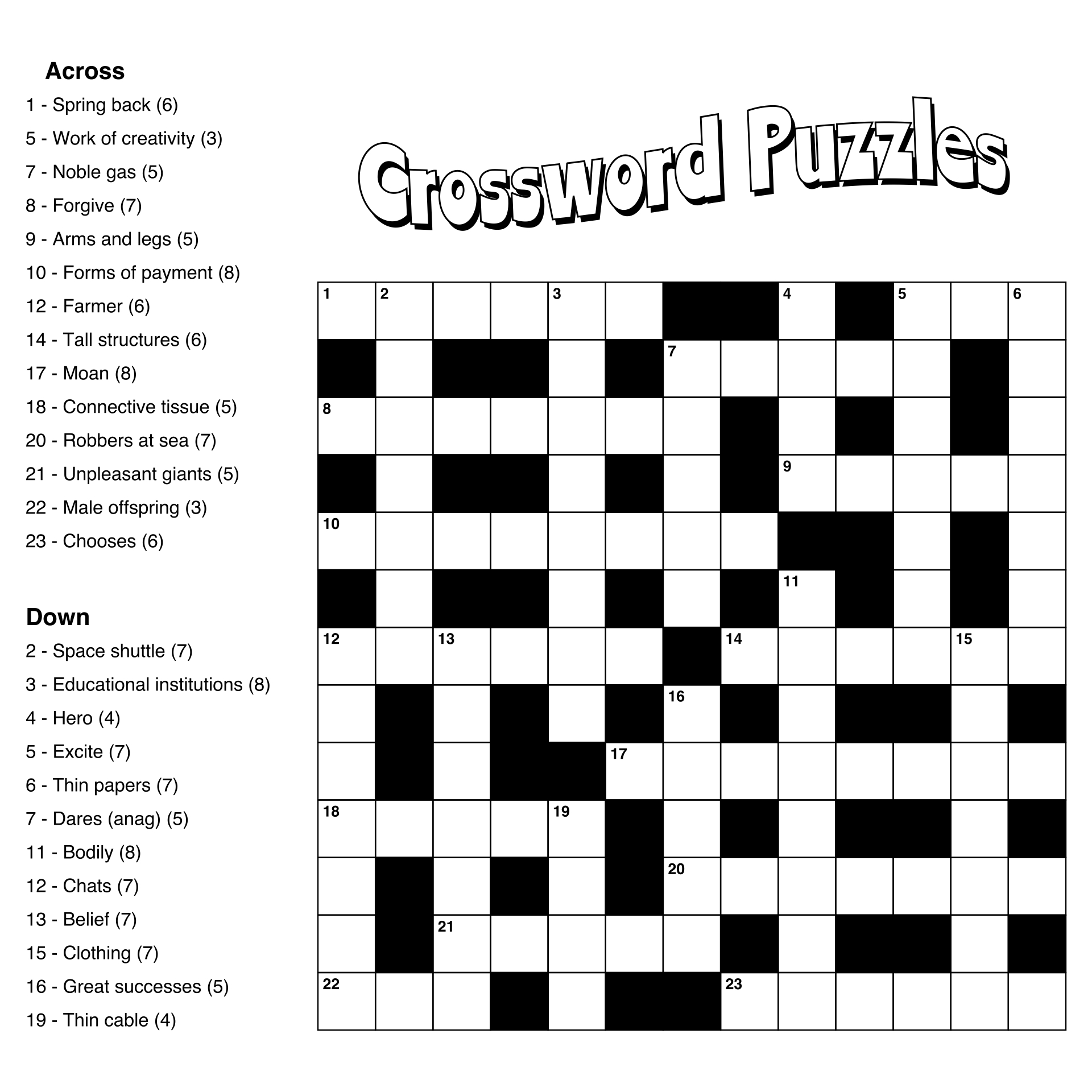 Large Print Easy Crossword Puzzles - 10 Free Pdf Printables within Easy Free Printable Crossword Puzzles