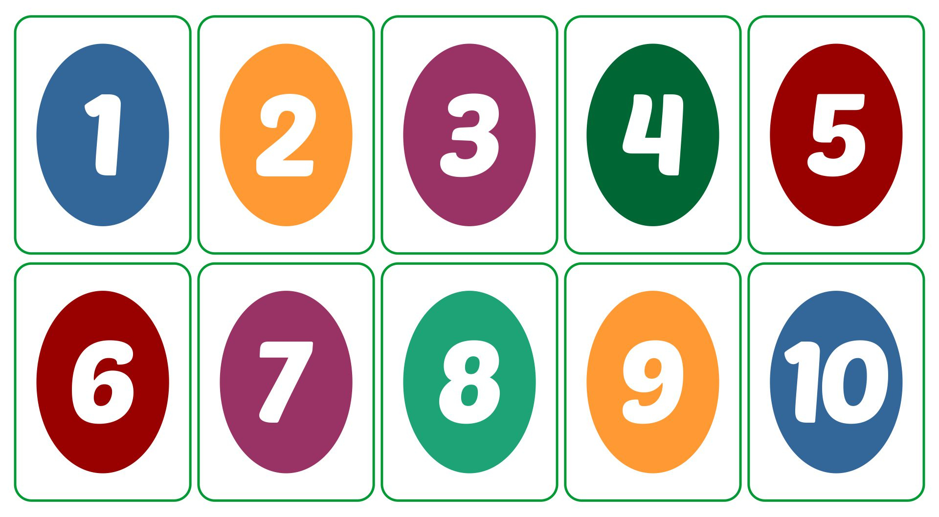 Large Printable Numbers - Printable Bingo Cards in Large Printable Numbers 1-10