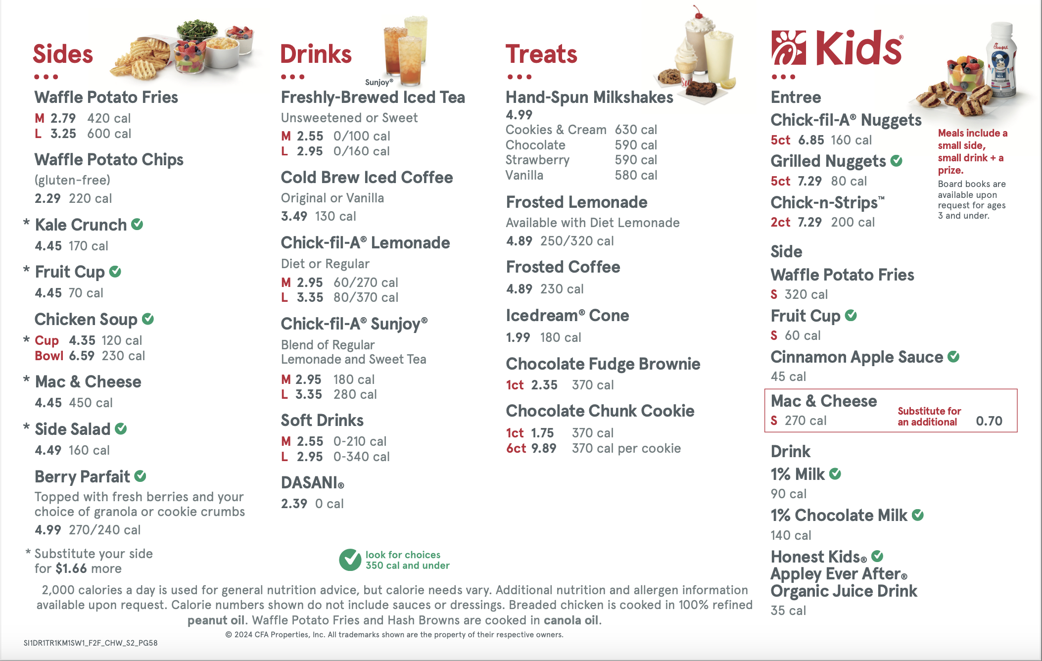 Lunch/Dinner — Chick-Fil-A Raintree within Chick Fil a Printable Menu
