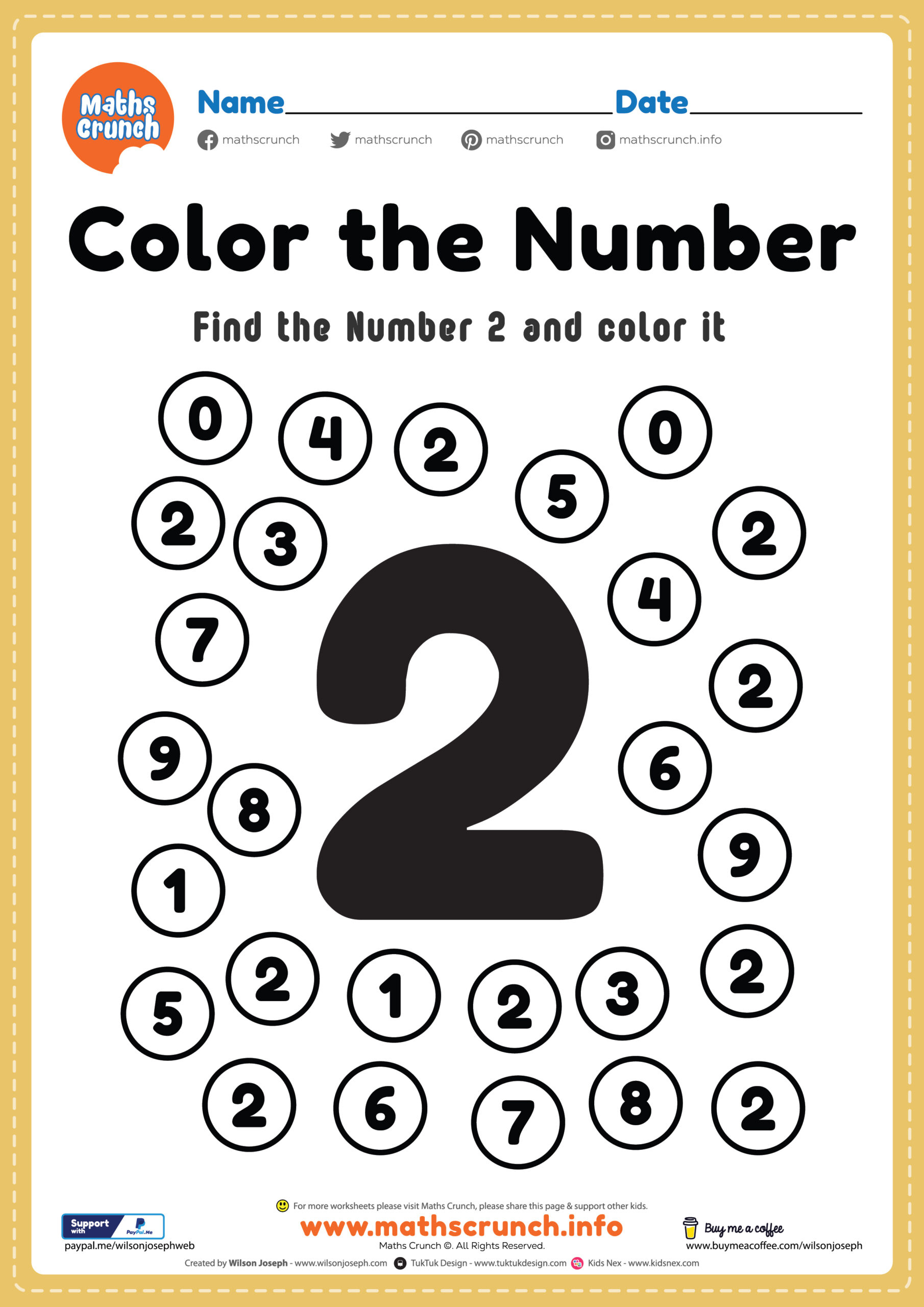 Math Worksheet, Number 2 Coloring Page - Free Printable Pdf throughout Printable Math Activities For Preschoolers