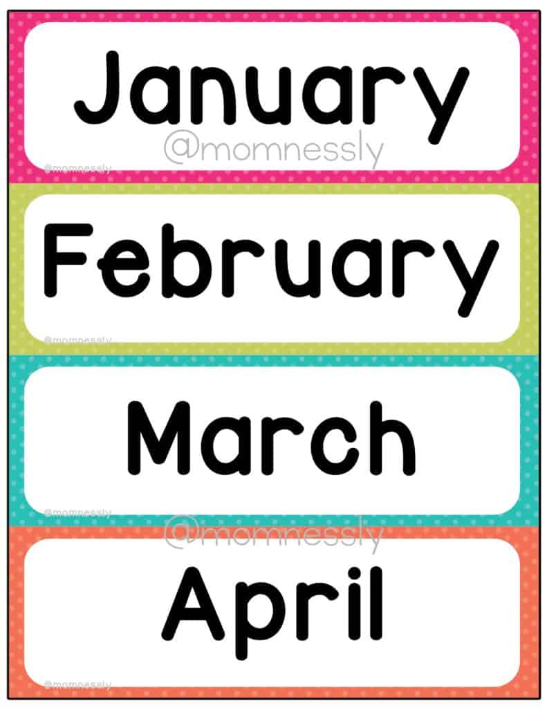 Month Of The Year Printables - Printable Party Favors intended for Month Of The Year Printable Free