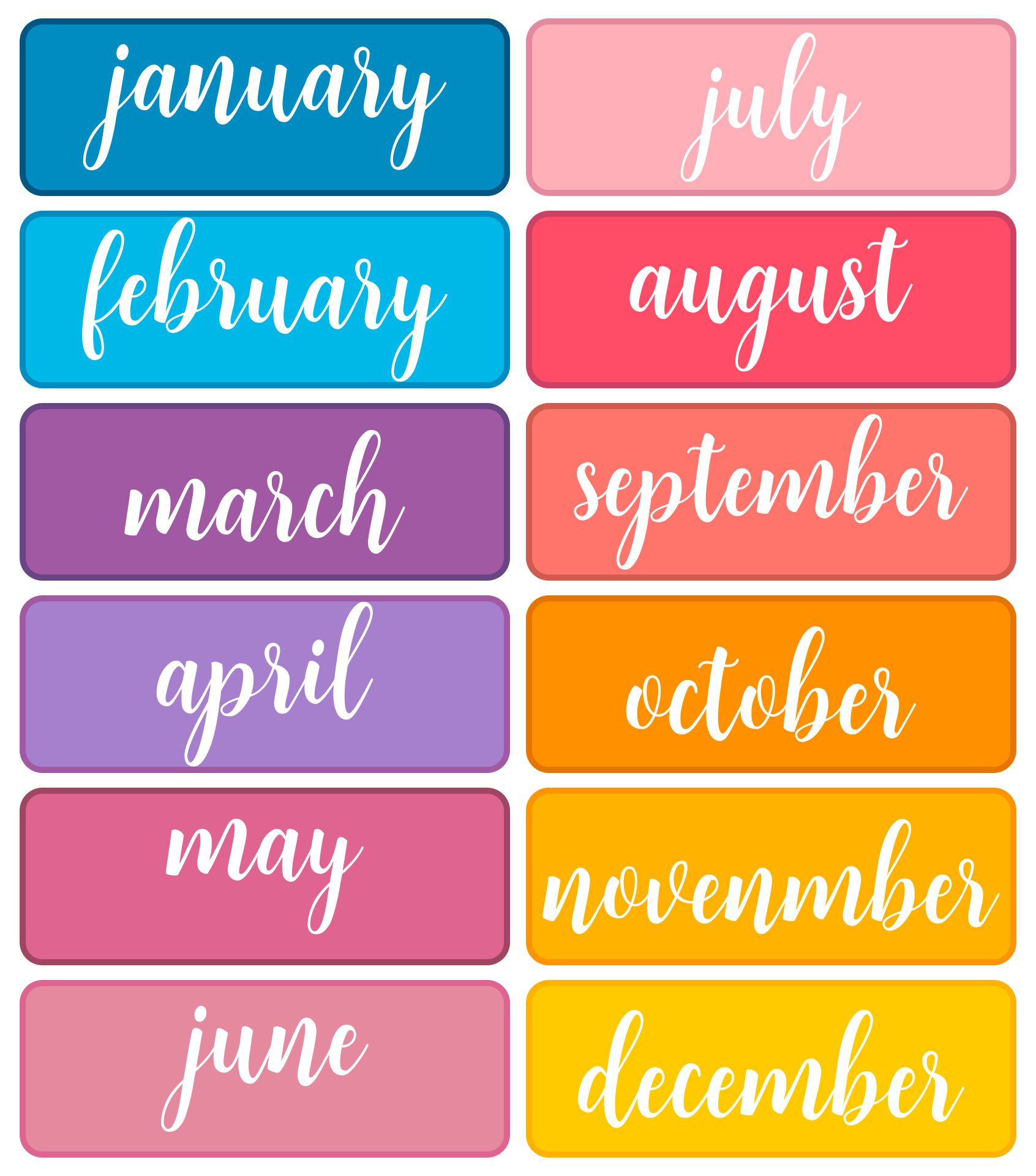Month Of The Year Printables - Printable Party Favors with Month Of The Year Printable Free