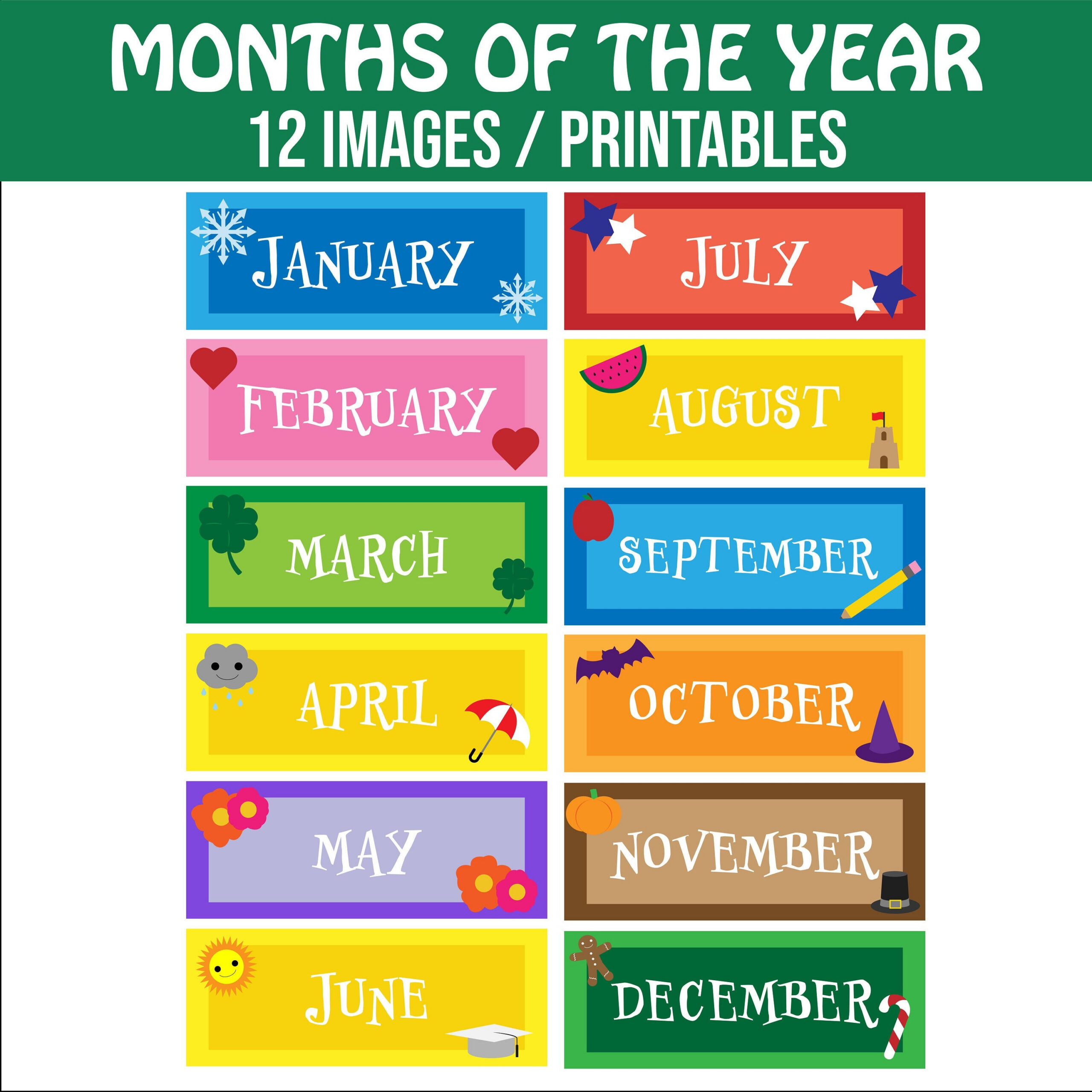 Months Of The Year Printable - 12 Images / Printables For Classroom  Calendar - Classroom / Powerpoint / Teacher Resource inside Month of the Year Printable