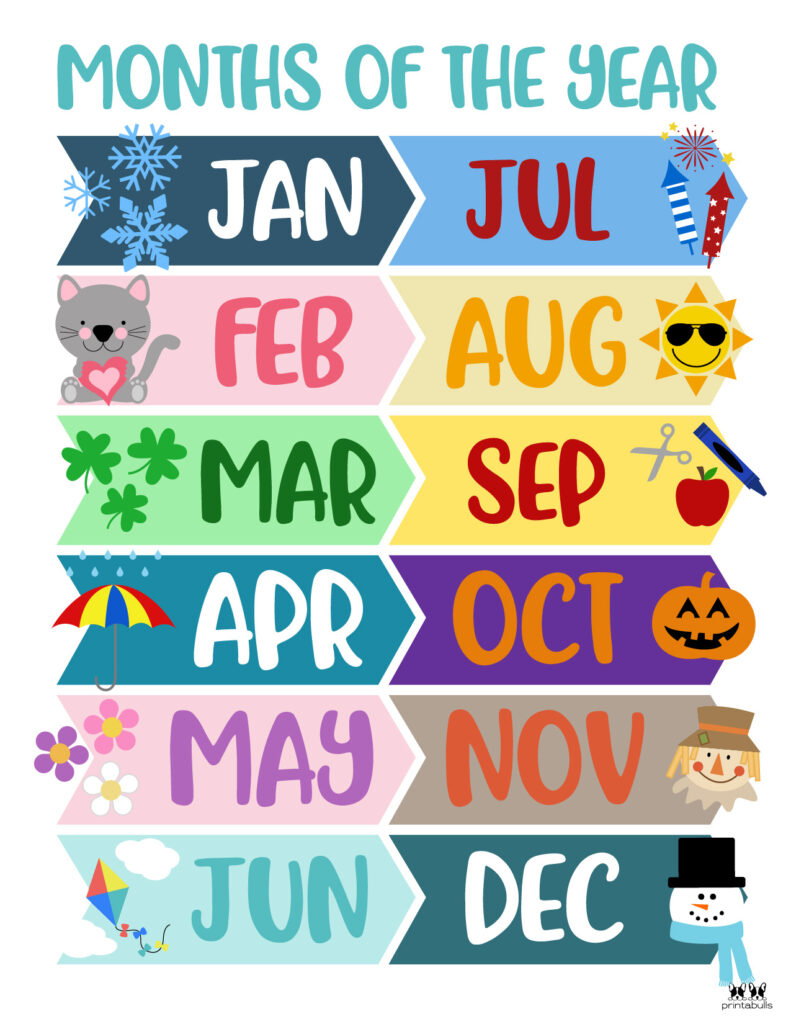 Months Of The Year Worksheets &amp;amp; Printables | Printabulls throughout Month Of The Year Printable