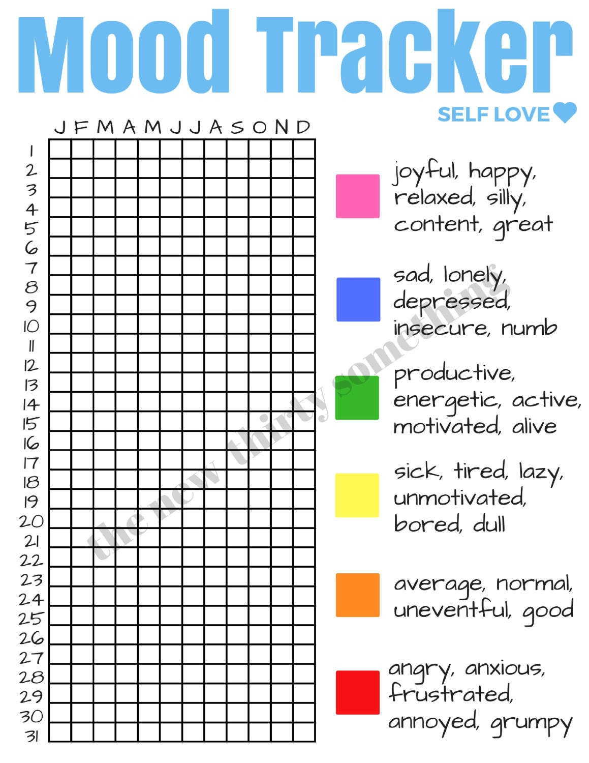 Mood Tracker Set | Downloadable Year &amp;amp; Month Printable Template in Mental Health Mood Tracker Printable