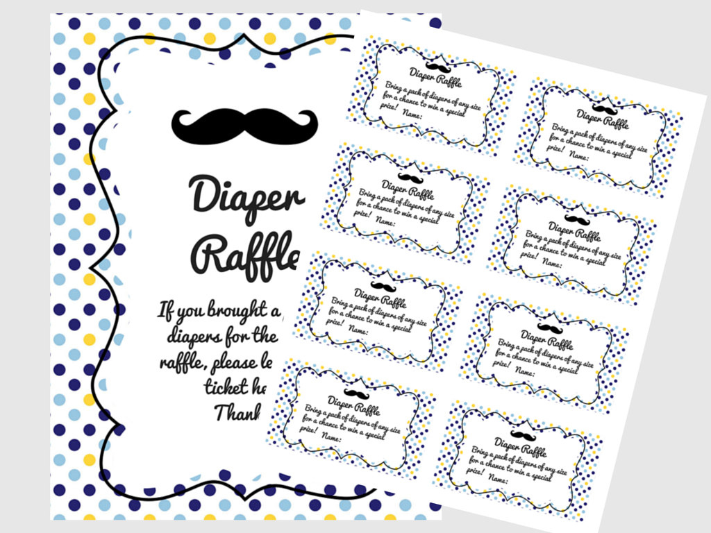 Mustache Little Man Baby Shower Diaper Raffle Ticket Cards And within Diaper Raffle Tickets Free Printable