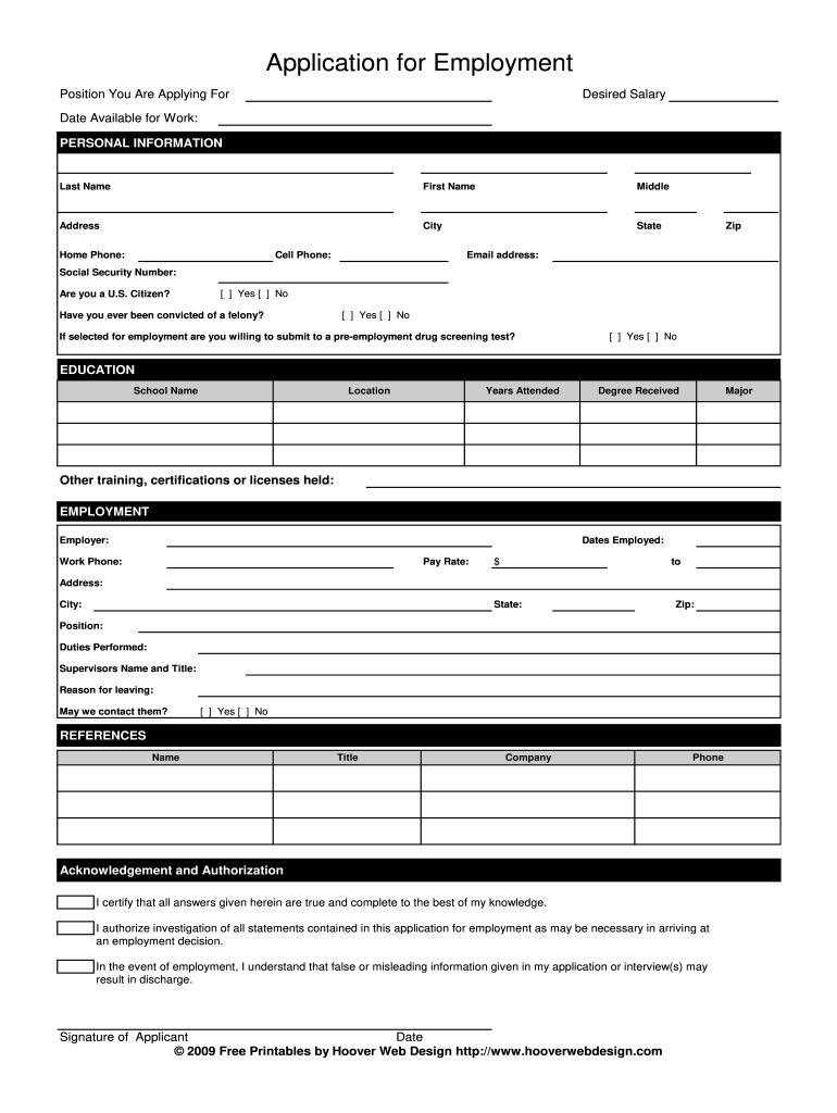 Online Application For Employment Form - Fill Online, Printable throughout Free Printable Application For Employment