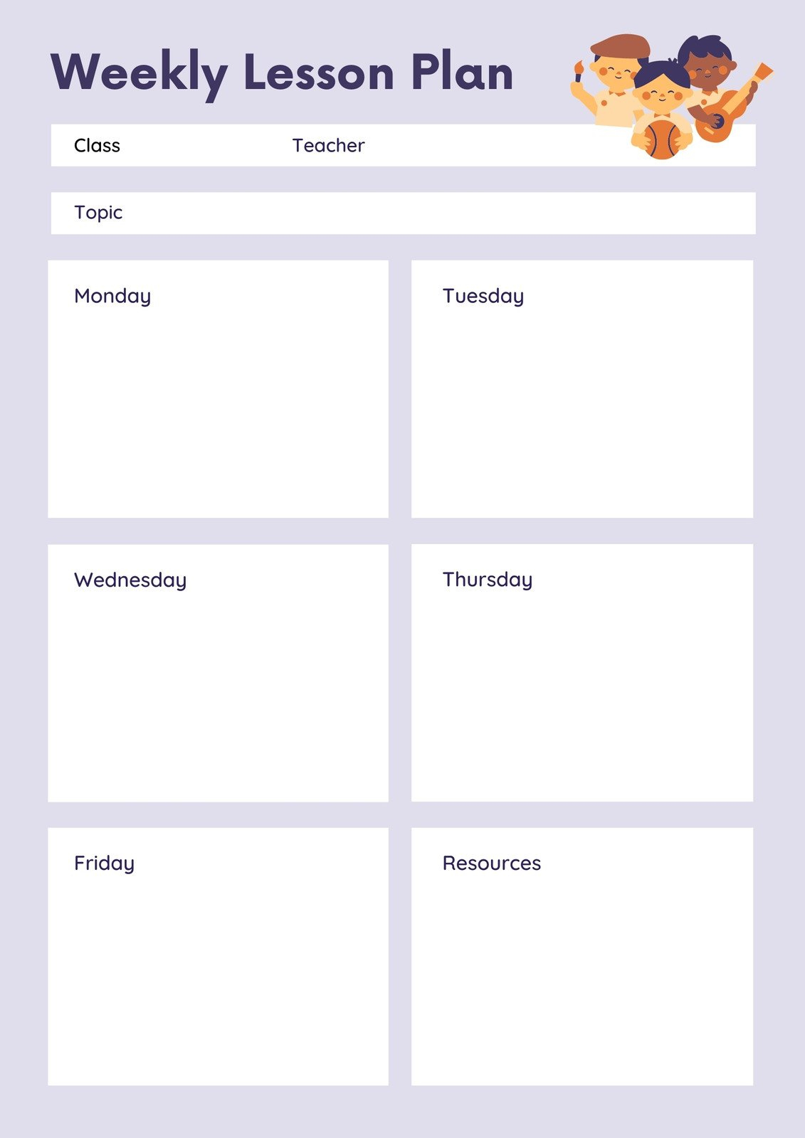 Page 3 - Free Custom Printable English Lesson Plan Templates | Canva regarding Printable Free Weekly Lesson Plan Template
