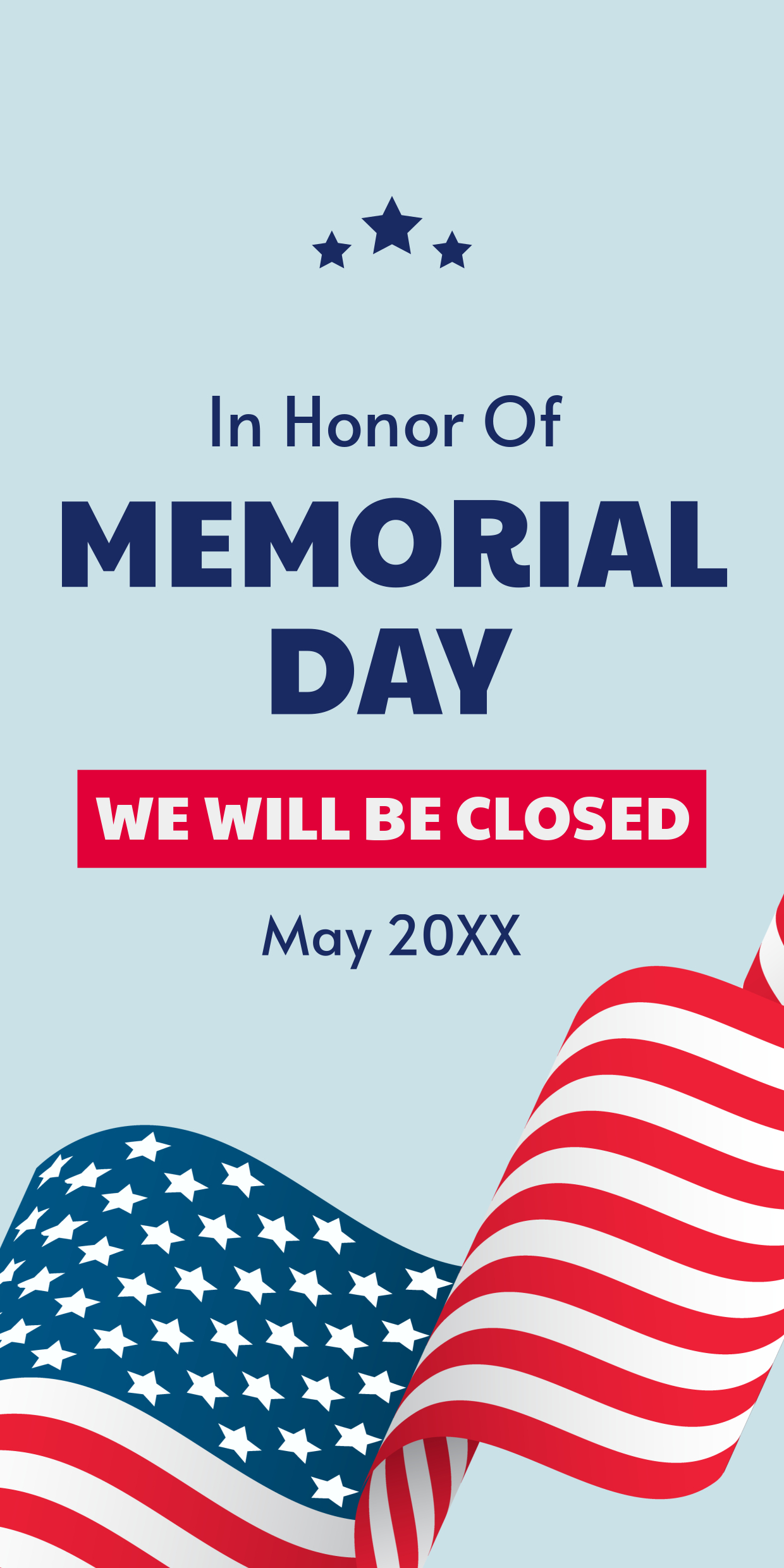 Patriotic We Will Be Closed On Memorial Day Template | Square Signs within Printable Closed Signs For Memorial Day