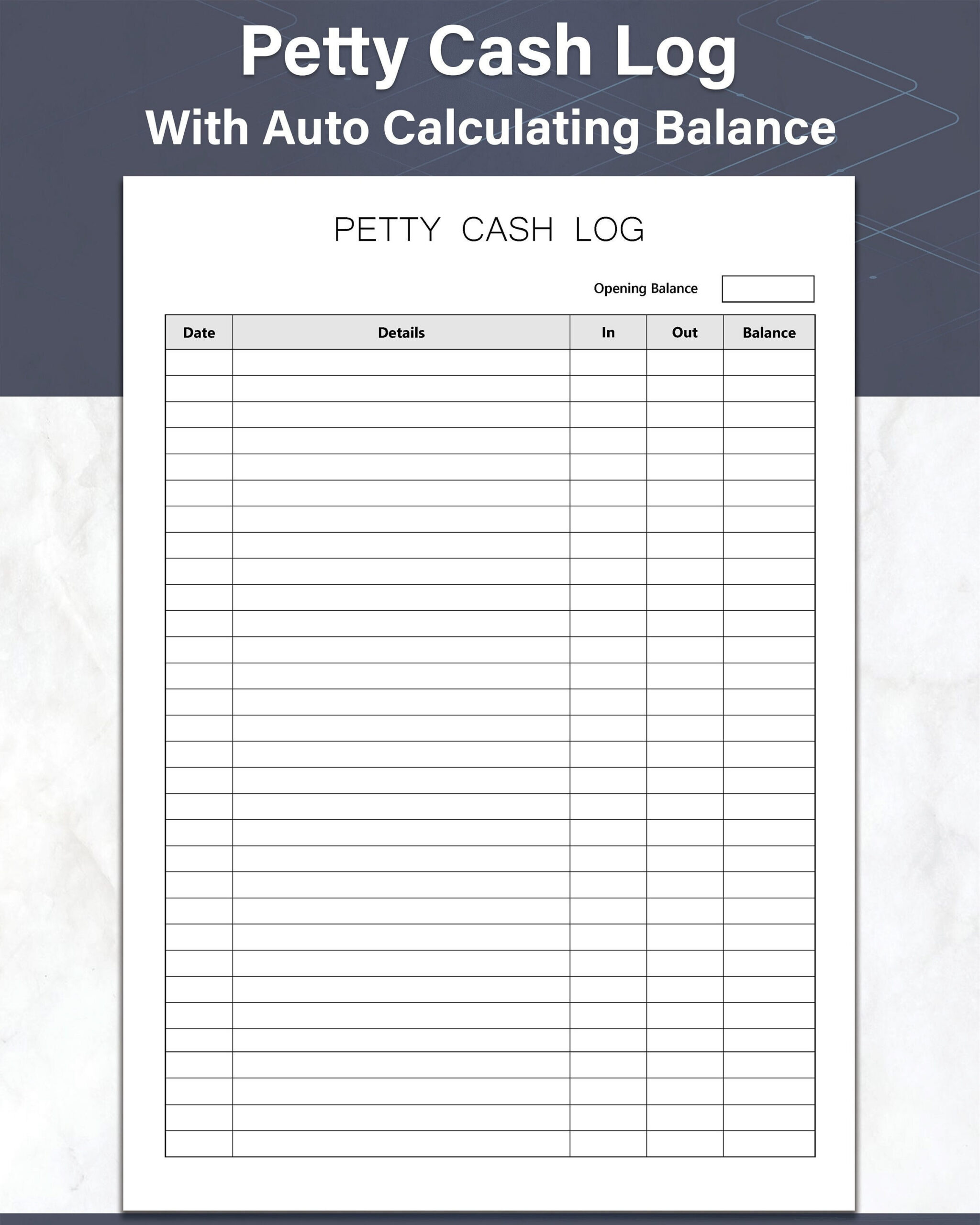 Petty Cash Log, Fillable And Printable Cash Flow Log Sheet, Ideal with Printable Daily Cash Log Template